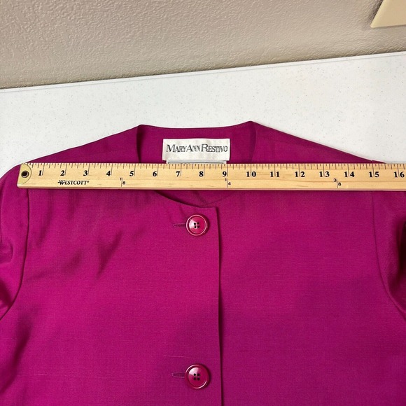 Mary‎ Ann Restivo Bergdorf Goodman Coat Jacket Pink Button Front Collarless VTG - Picture 10 of 11